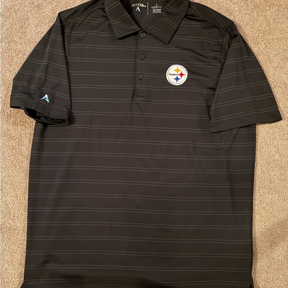 Antigua Men’s Black NFL Pittsburgh Steelers Short Sleeve Polo Shirt Large